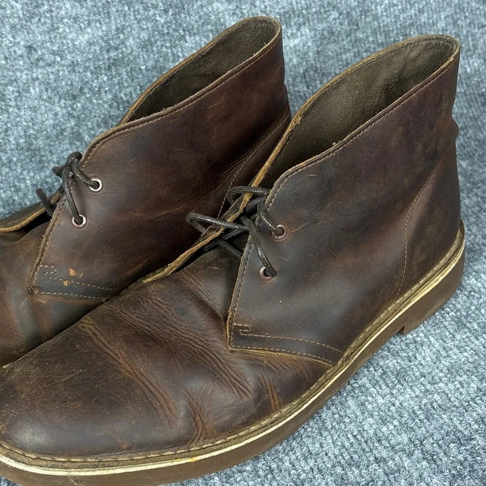 Clarks Bushacre 2 Mens Size 10 Chukka Boots Brown Leather Worn Patina